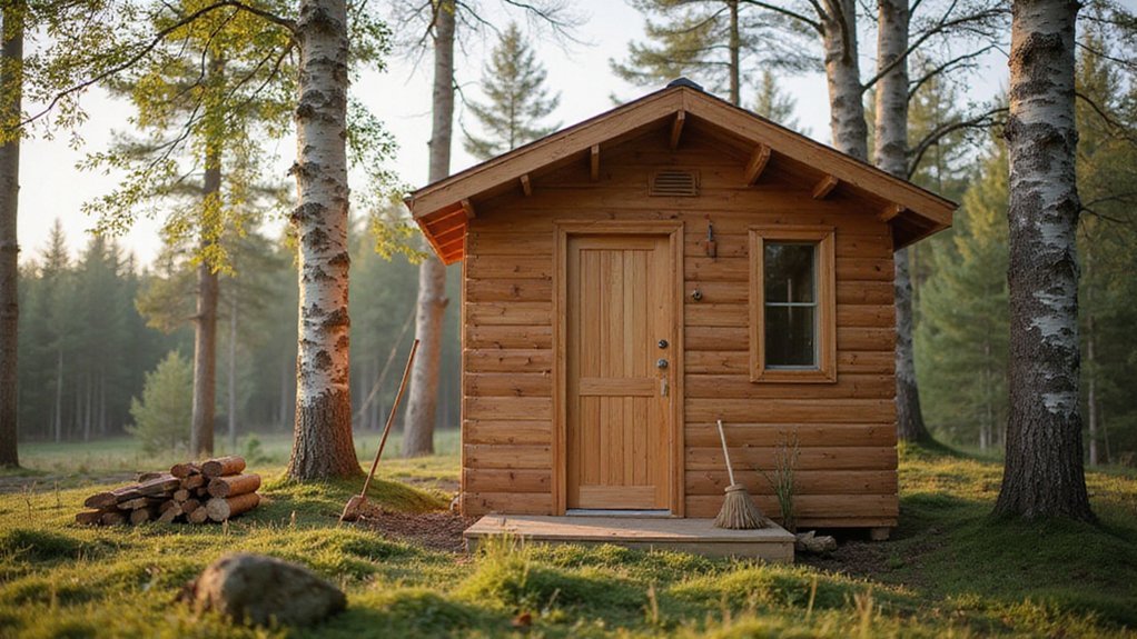 constructing an outdoor sauna